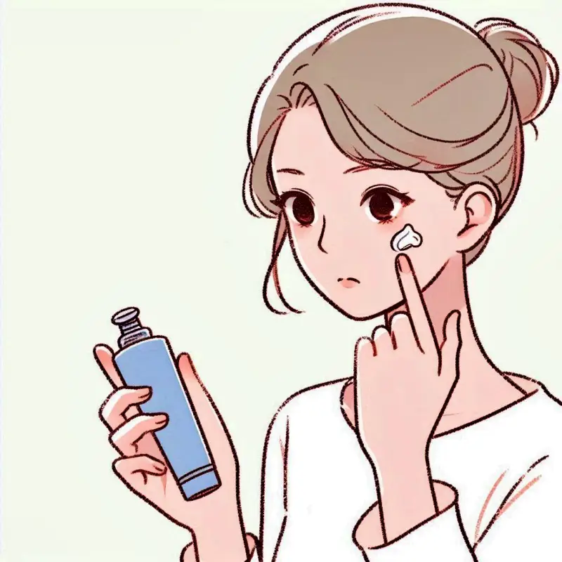 화장품을 발라보고 있는 여자