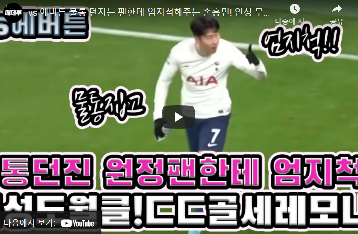 토트넘 손흥민, 에버턴전 11호골 동영상