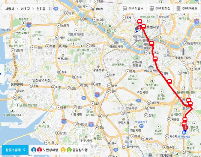 성남시-광역버스-M4102번-광역급행버스-경유지-노선도