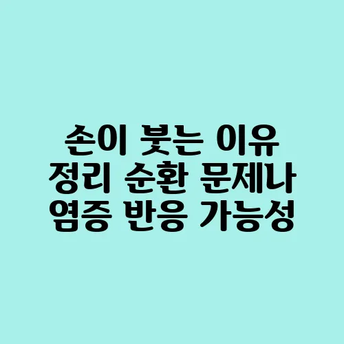 손이 붓는 이유 정리 순환 문제나 염증 반응 가능성