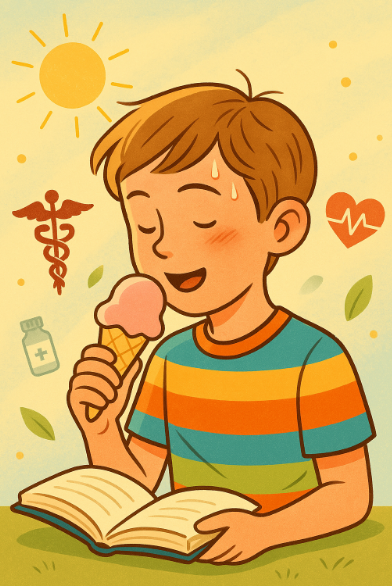 아이스크림를 먹는 남성