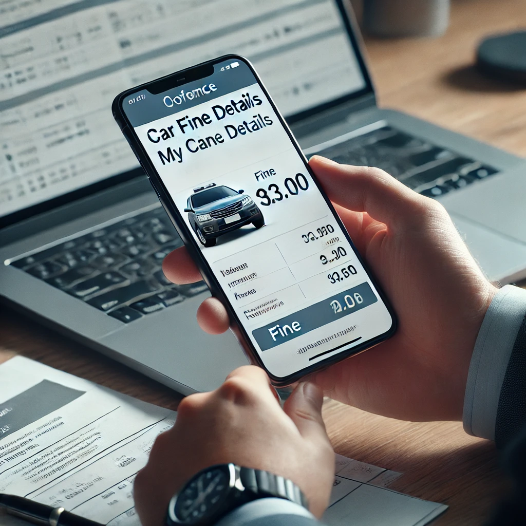스마트폰으로 자동차 과태료를 조회하는 장면