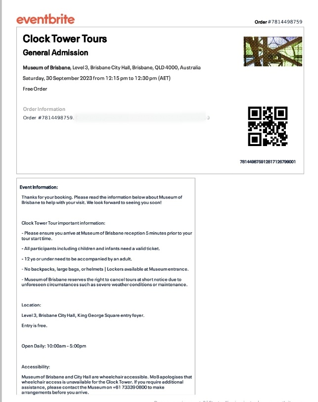 클락 타워 예약 확정서