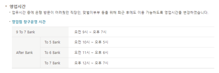 국민은행-영업시간특화점포-영업시간