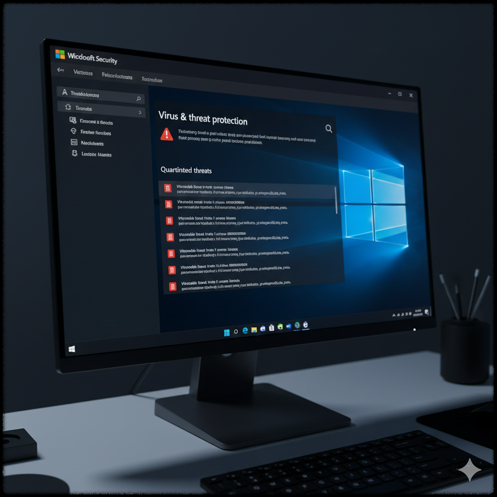 윈도우 11에서 Windows Defender 격리된 항목을 관리하는 화면