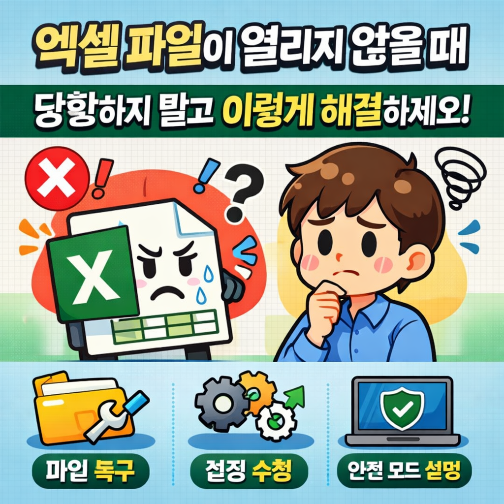 엑셀 파일이 열리지 않을때