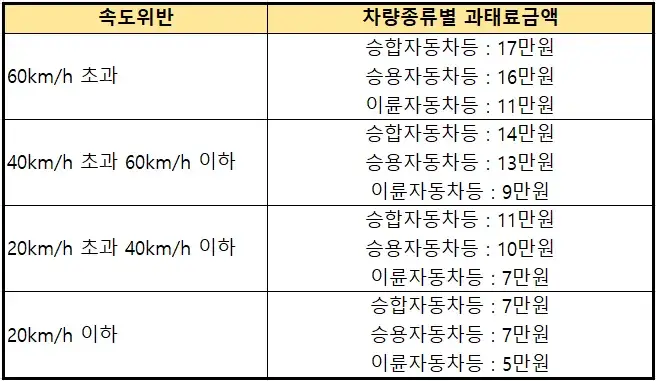 어린이보호구역에서의 속도위반 과태료