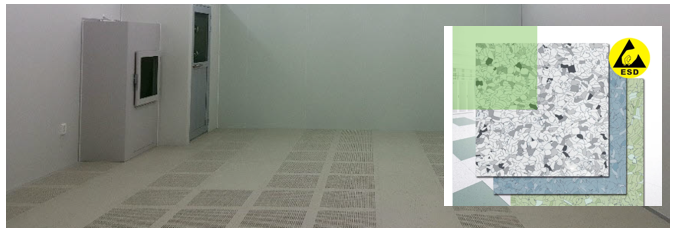 클린룸 오염제어를 위해서는 정전기 접지가 가능한 도전성 바닥재를 사용해야 한다.