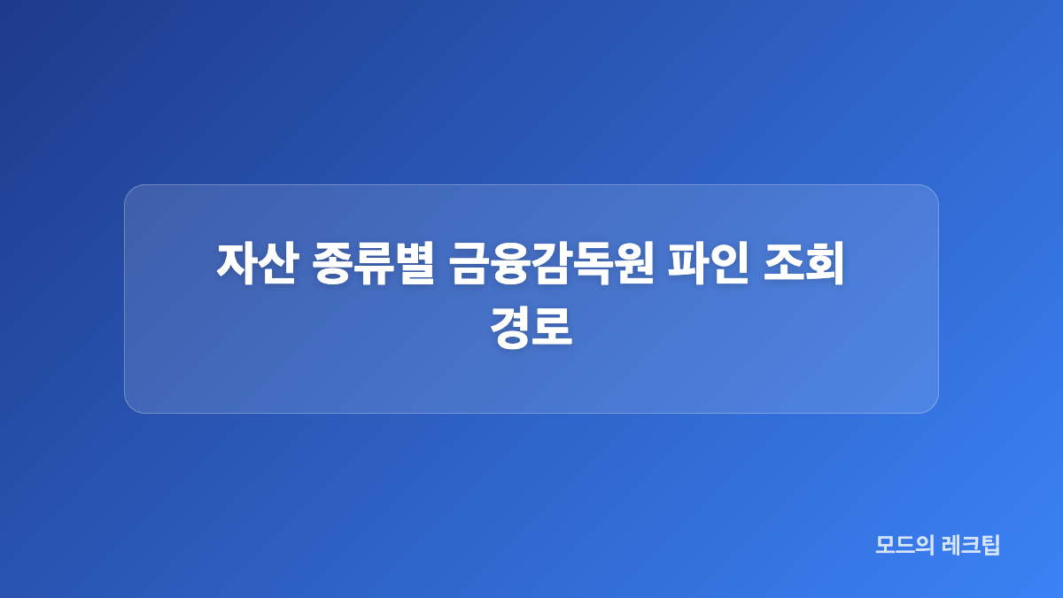 금융감독원 파인 조회 전 준비할 것