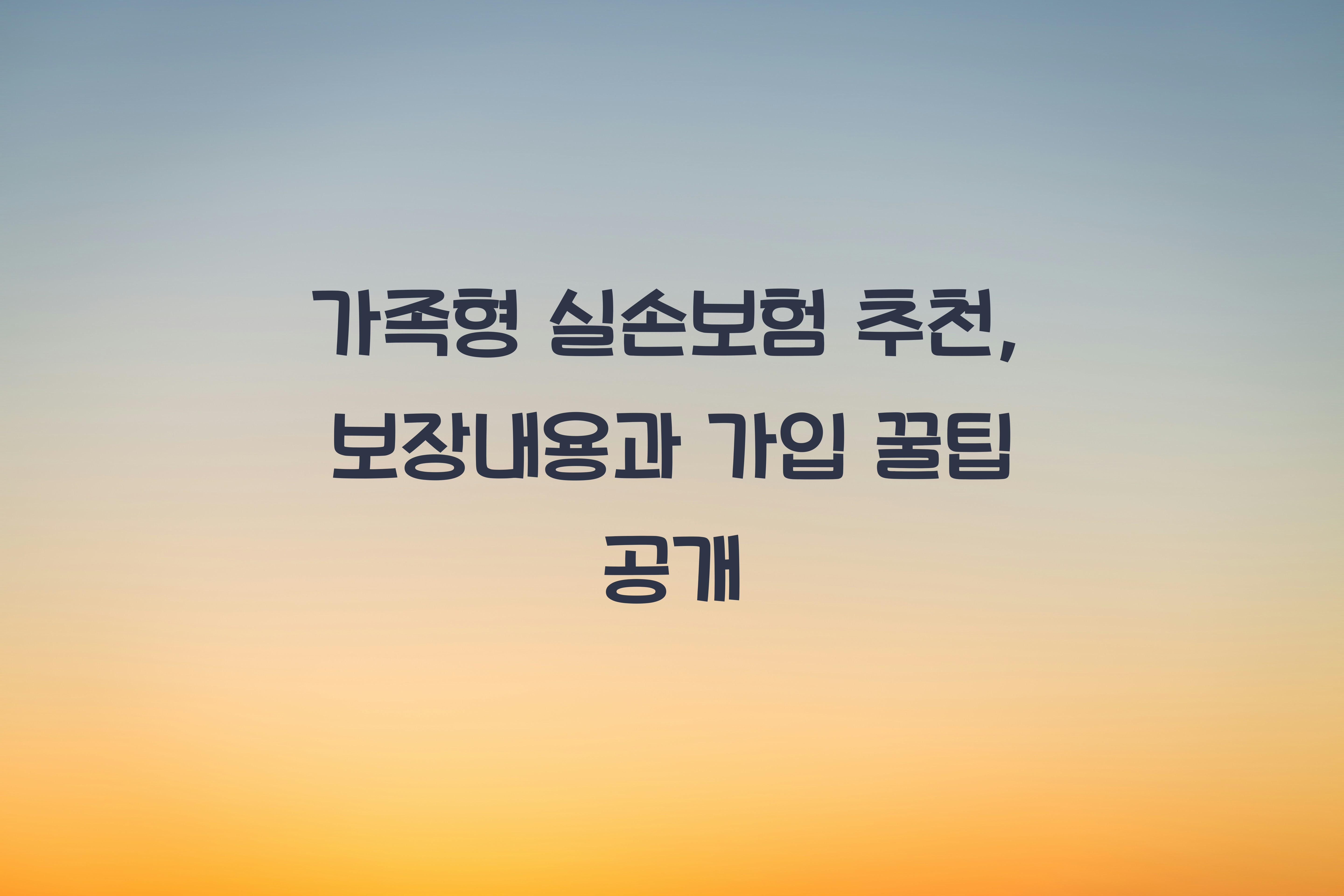 가족형 실손보험 추천