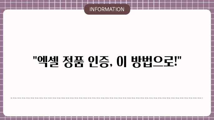 엑셀 정품 인증 방법