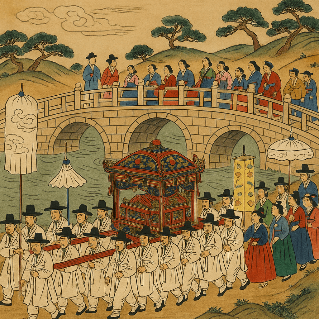 상여 행렬과 다리밟기