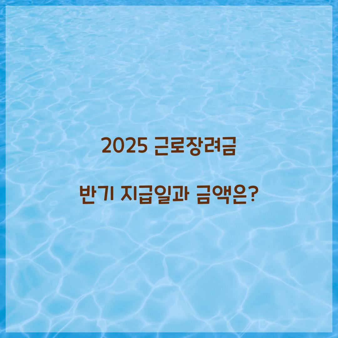2025 근로장려금 반기 지급일