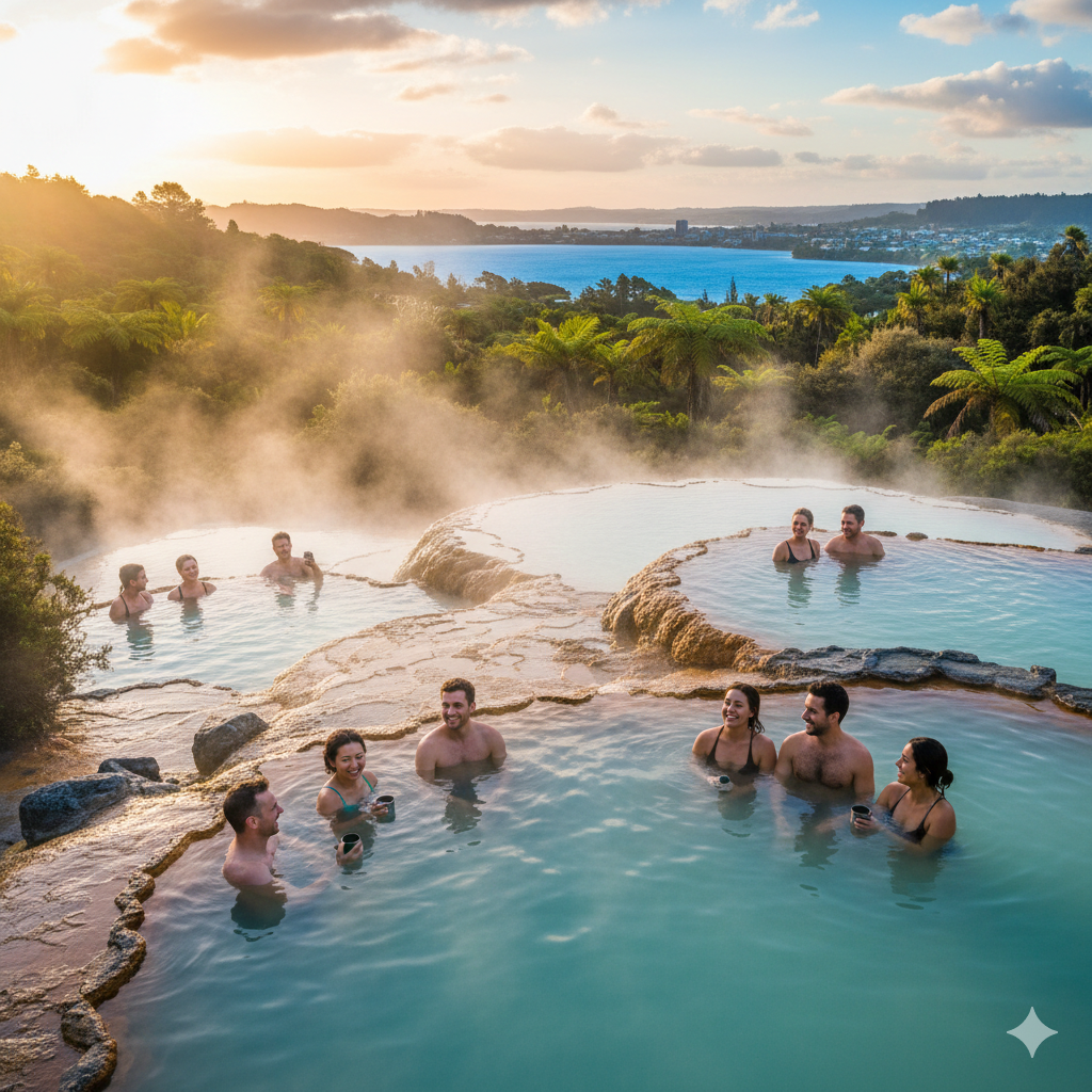 뉴질랜드 이상적인 온천 로토루아