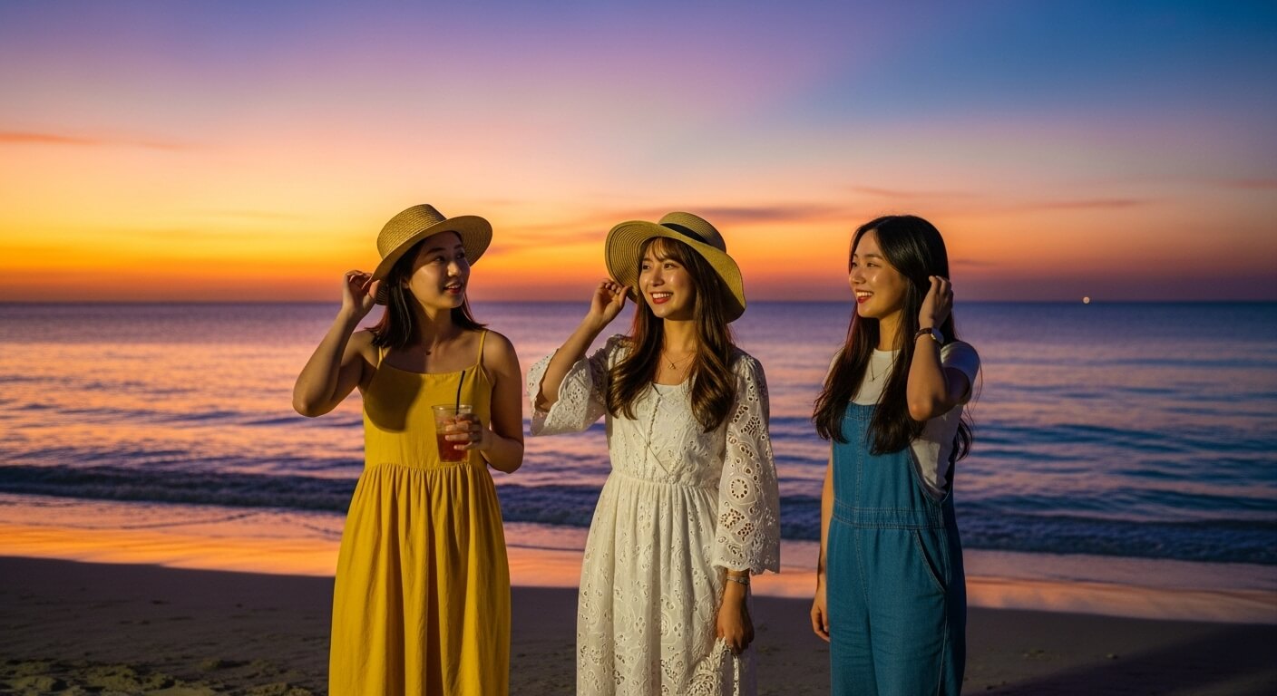 해변 일몰 구경
