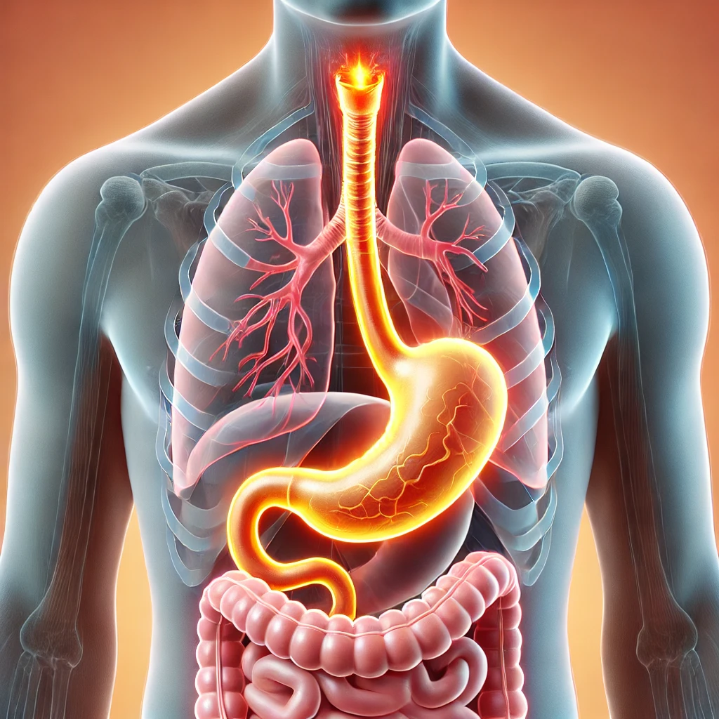 역류성 식도염을 보여주는 의학 사진