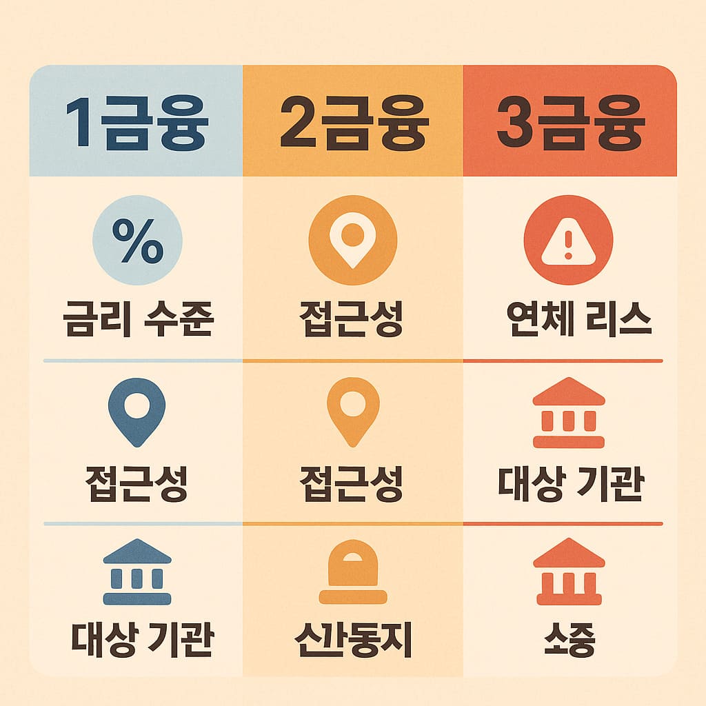 1금융권 2금융권 3금융권 특징 비교표