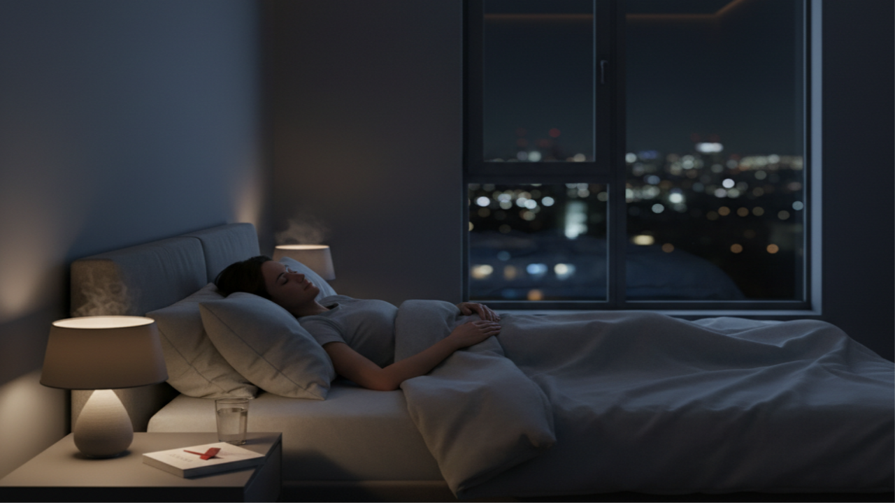 2026년 성인병 예방을 위해 수면 습관을 점검하며 잠자리에 드는 모습