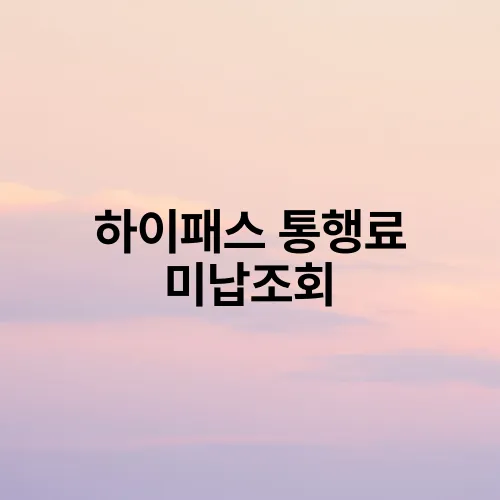 하이패스 통행료 미납조회