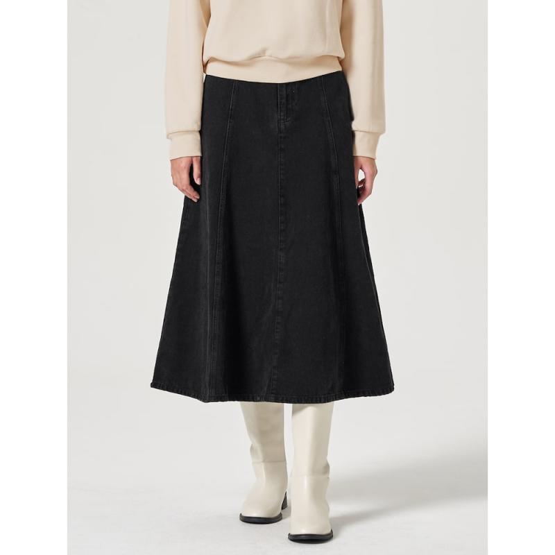 에잇세컨즈 블렉 데님 훌 스커트 112X27BP25