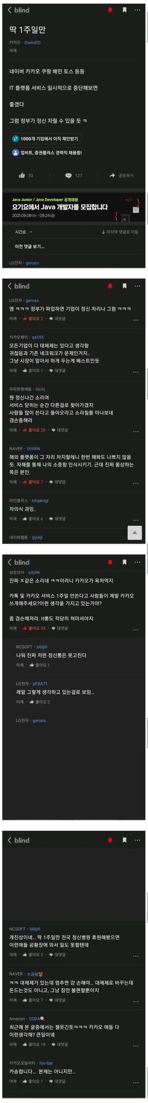 카카오 직원 블라인드 발언