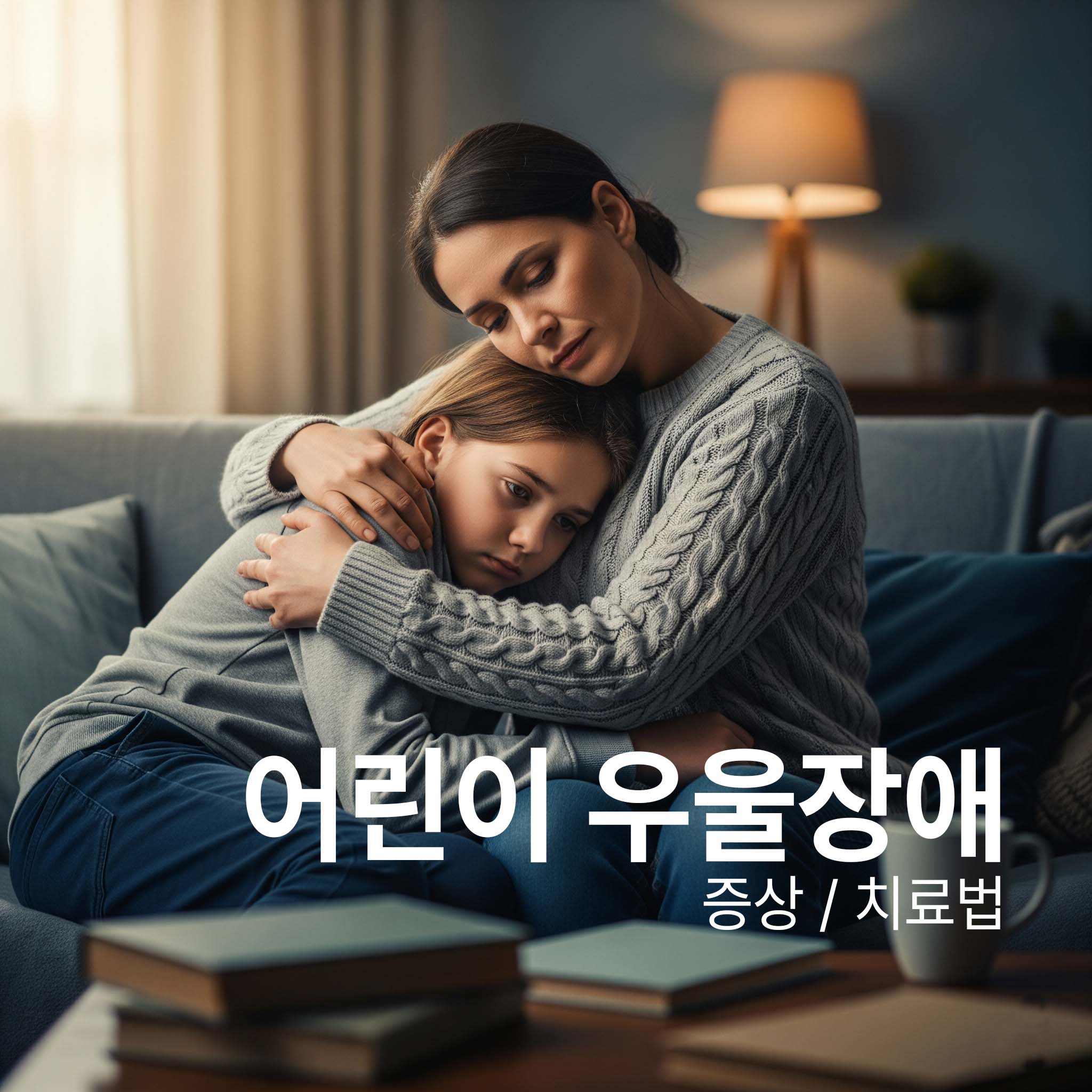 우울장애 아이를 따뜻하게 안아주는 엄마