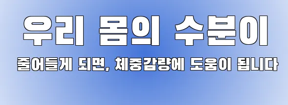 우리 몸의 수분이 줄어들게 되면, 체중감량에 도움이 됩니다