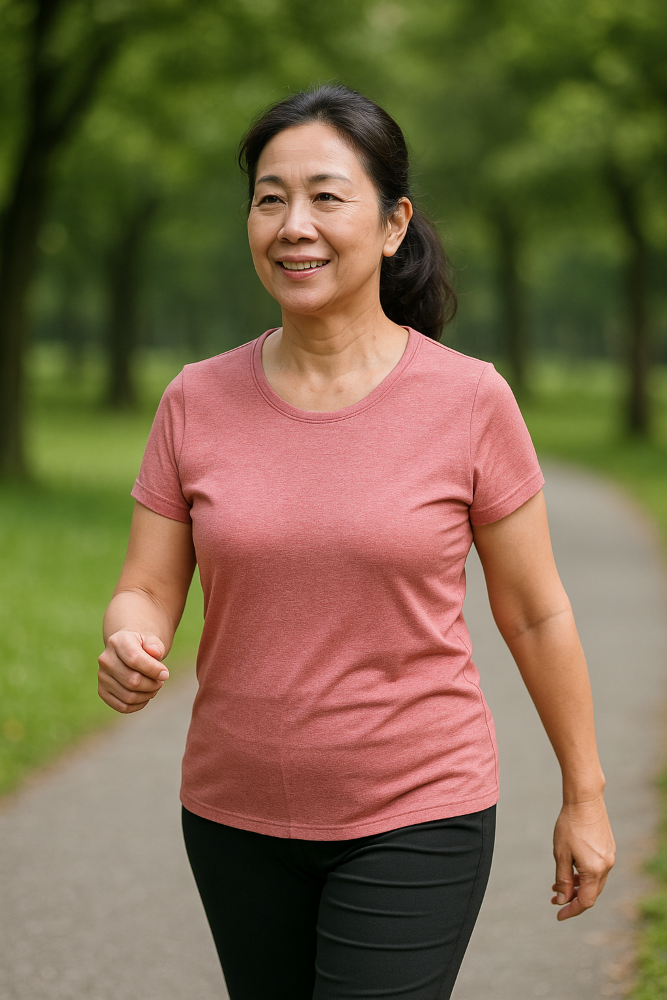 걷고 있는 중년 여성