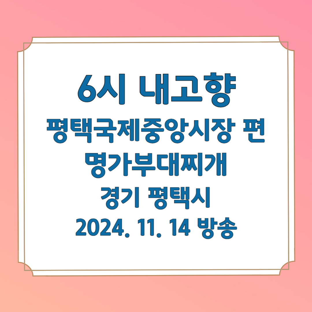 6시 내고향 평택국제중앙시장 명가부대찌개