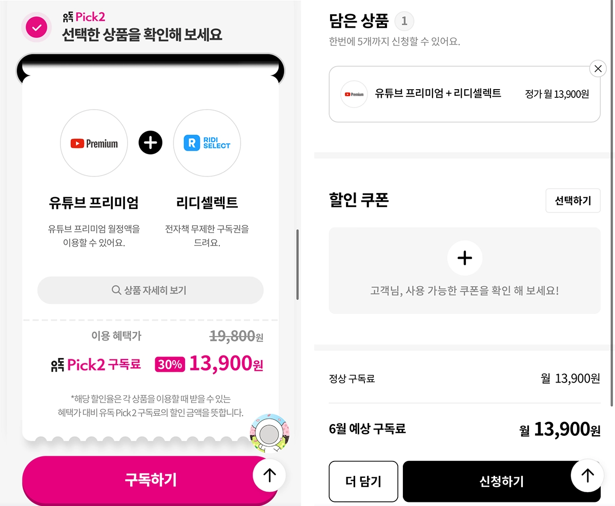 유튜브 프리미엄 리디셀렉트