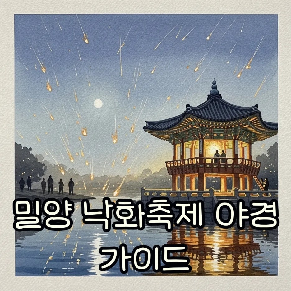 밤하늘을 수놓는 화려한 낙화와 영남루의 조화로운 풍경