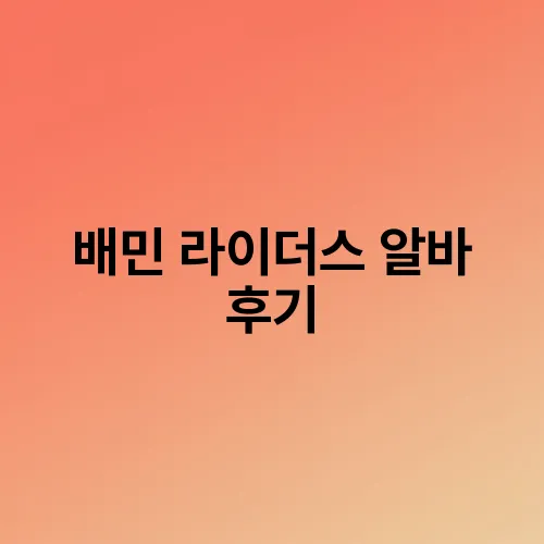 배민 라이더스 알바 후기