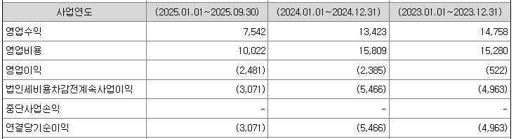 아크릴 손익계산서