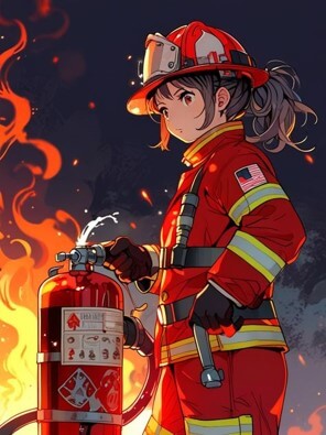소화기와-여자소방관