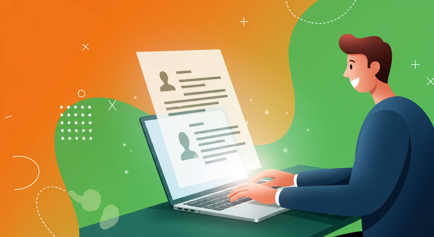 취업을 준비하가위해 자소서를 쓰는 삽화