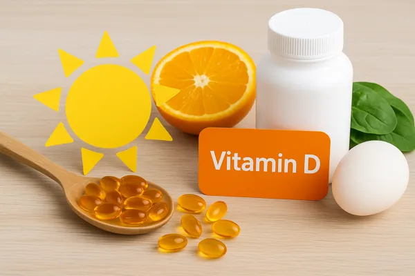 비타민D와 햇빛 상징 구성