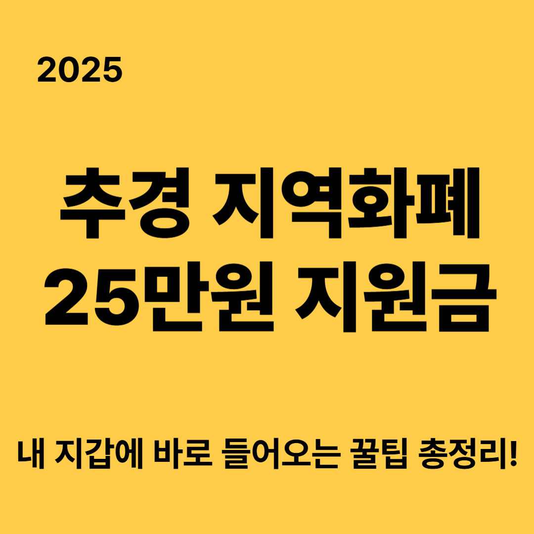 2025 추경 지역화폐 25만원 지원금, 내 지갑에 바로 들어오는 꿀팁 총정리!