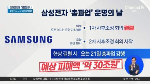삼성전자 파업 이유 일정 노조 사후조정 주가전망