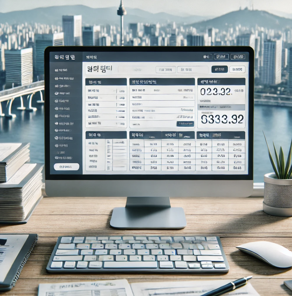 컴퓨터 화면에 증여세 전자신고 인터페이스가 표시된 모습