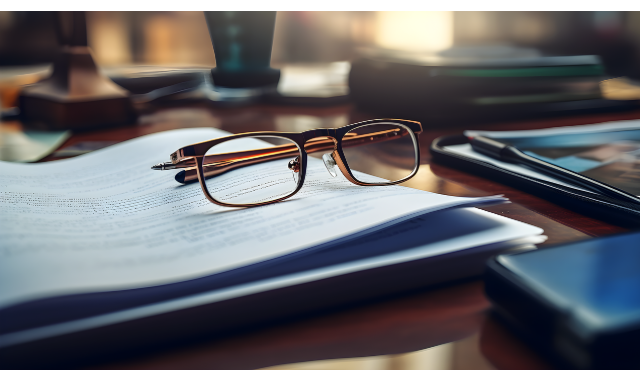 실손보험 갱신 통지서를 꼼꼼히 확인하기 위해 책상 위 서류와 안경이 놓여 있는 모습