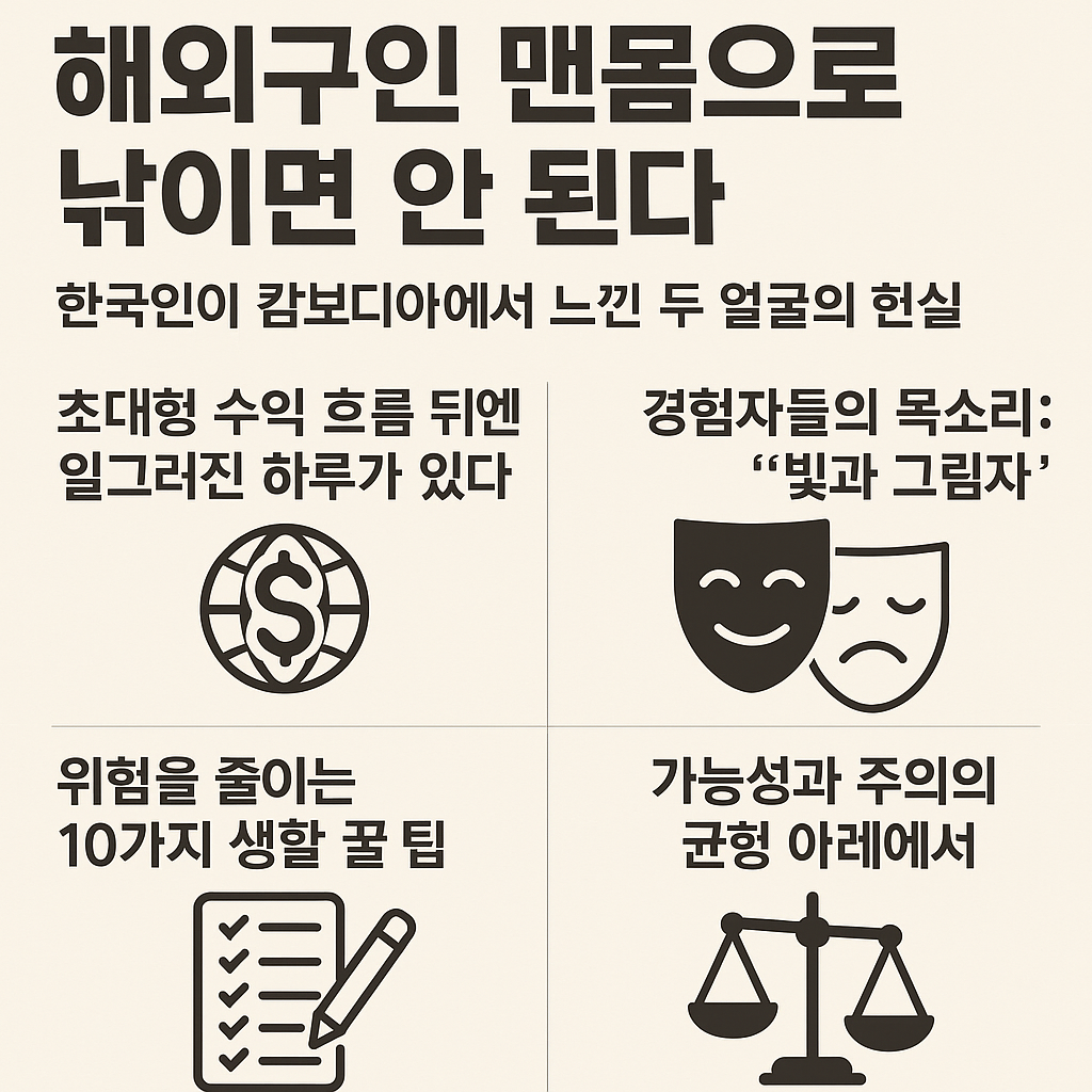 &ldquo;해외구인 맨몸으로 낚이면 안 된다 &ndash; 한국인이 캄보디아에서 느낀 두 얼굴의 현실&rdquo;
