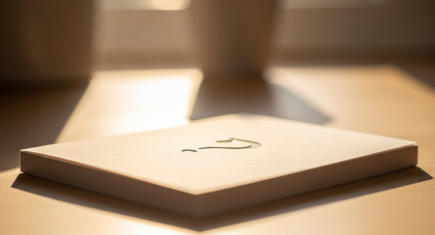 물음표 아이콘이 있는 깔끔한 메모지 또는 카드 이미지