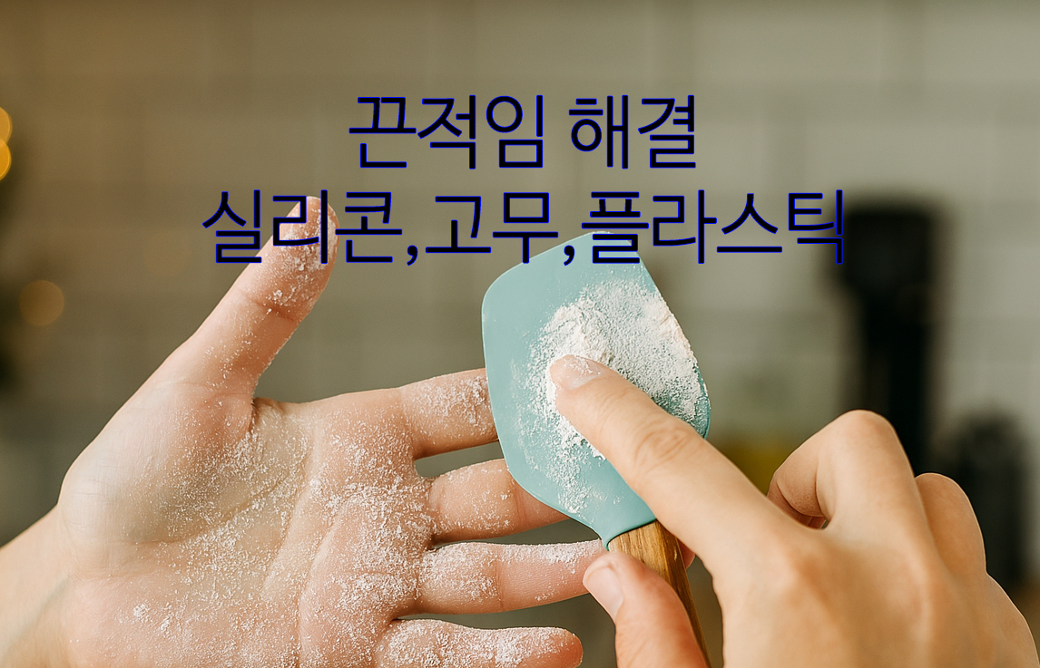 베이킹파우더가 묻은 실리콘 주걱