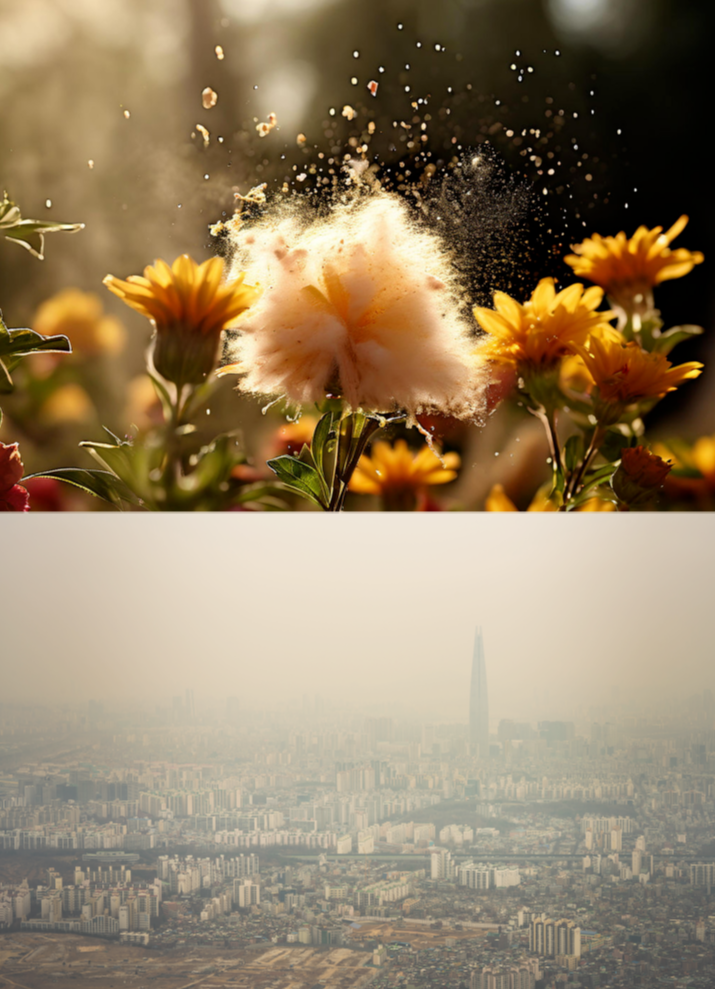 봄철 알레르기 주요 원인인 꽃가루와 미세먼지, 비염 유발 환경