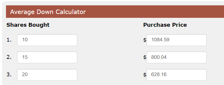 미국주식 물타기 계산예시