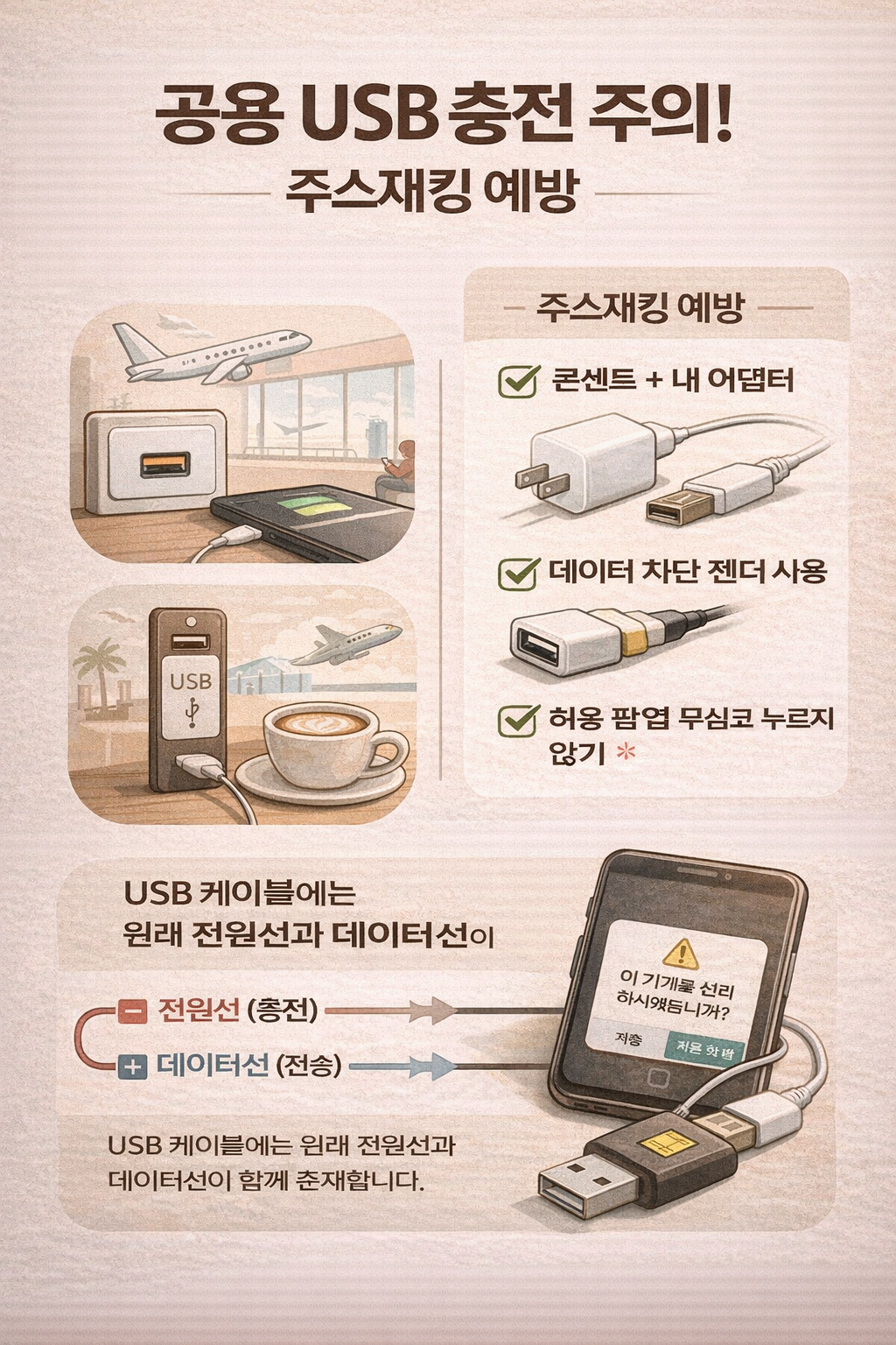 공용 충전기(주스재킹) 위험과 안전한 충전 습관