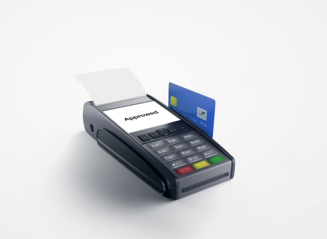 카드기에 카드가 꽂혀있는 모습.