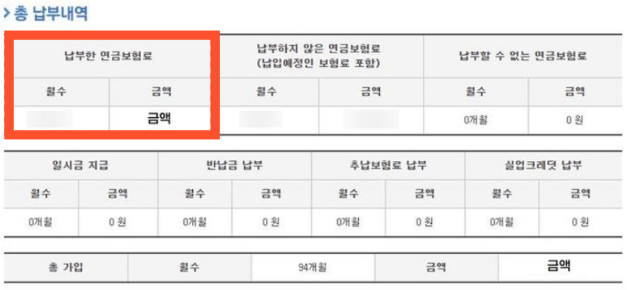 국민연금 납부내역 조회