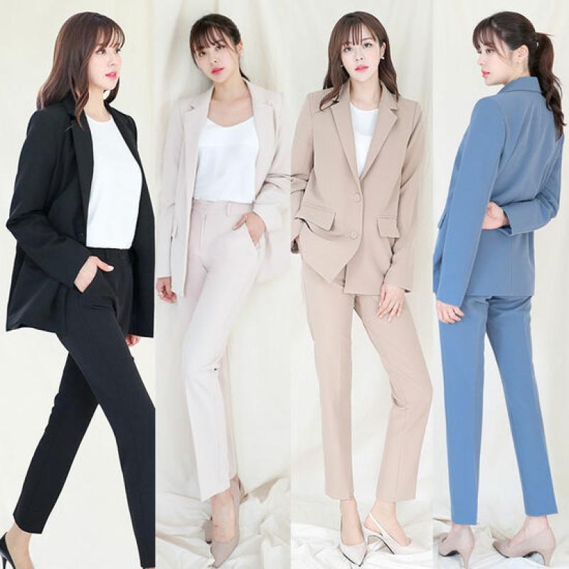 더웨이나인 여자 면접 복장 기본 수트 셋업 세미 바지 여성 정장 투피스 1000478226