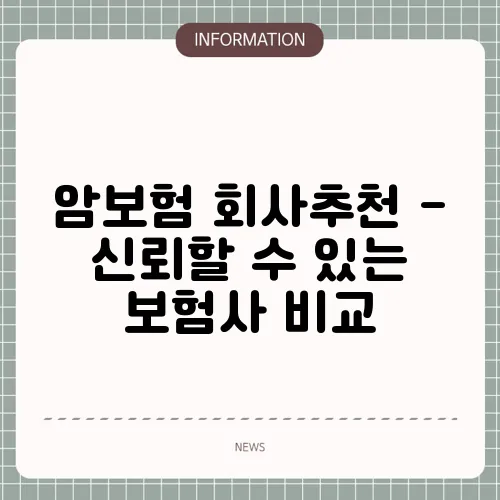 암보험 회사추천 - 신뢰할 수 있는 보험사 비교